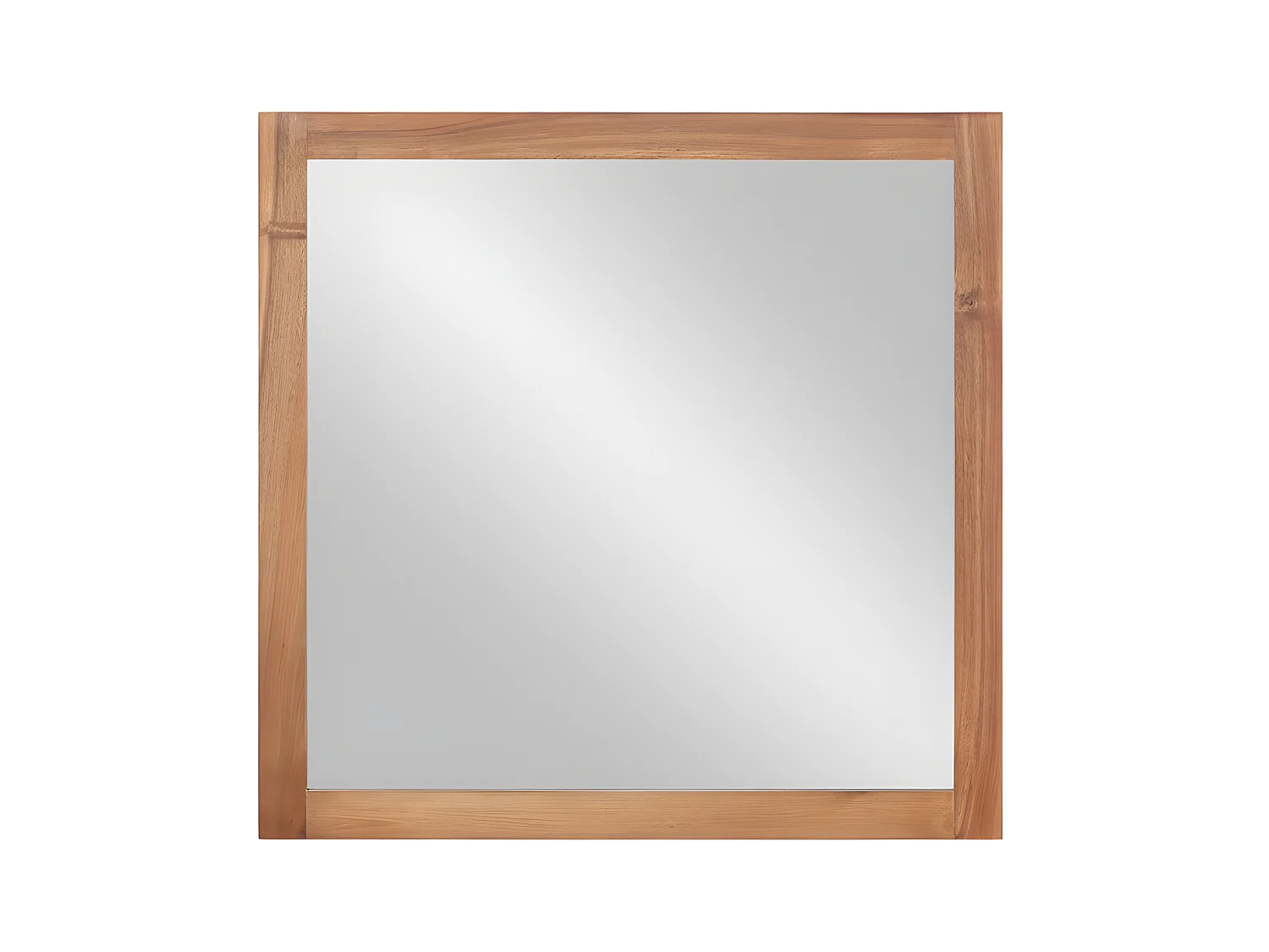 Miroir carré avec contour en bois d'acacia - 60 x 60 cm -  SEPANG