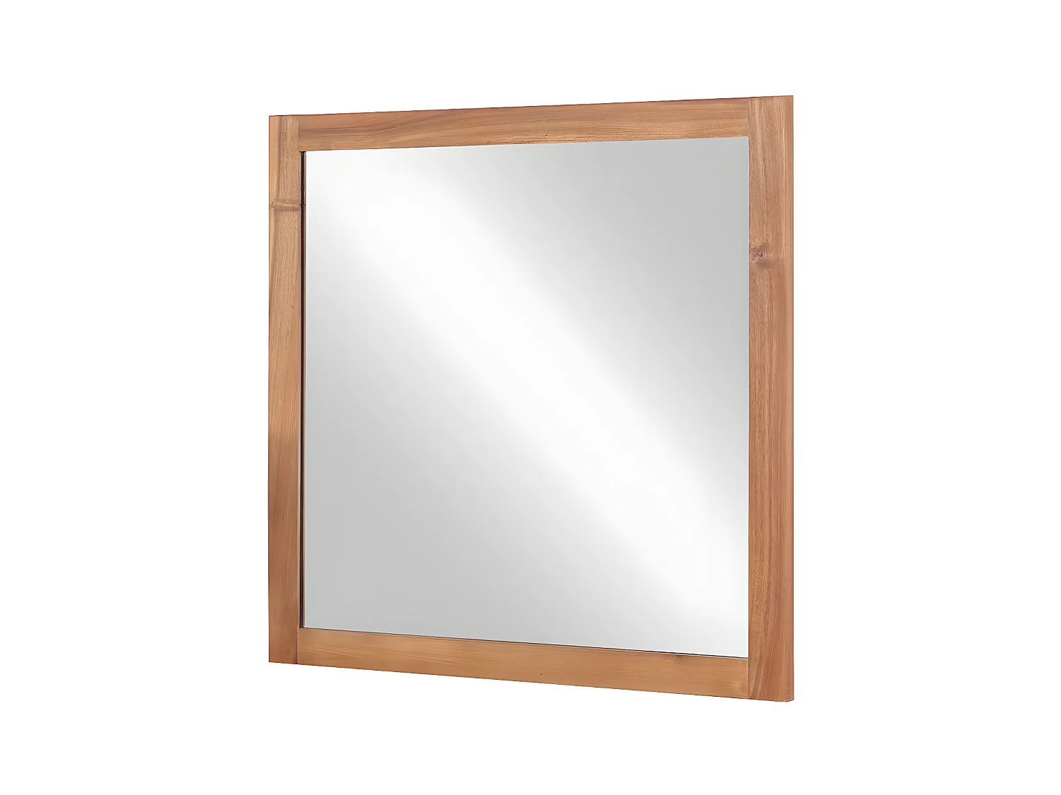 Espejo cuadrado con borde de madera de acacia - 60 x 60 cm - SEPANG