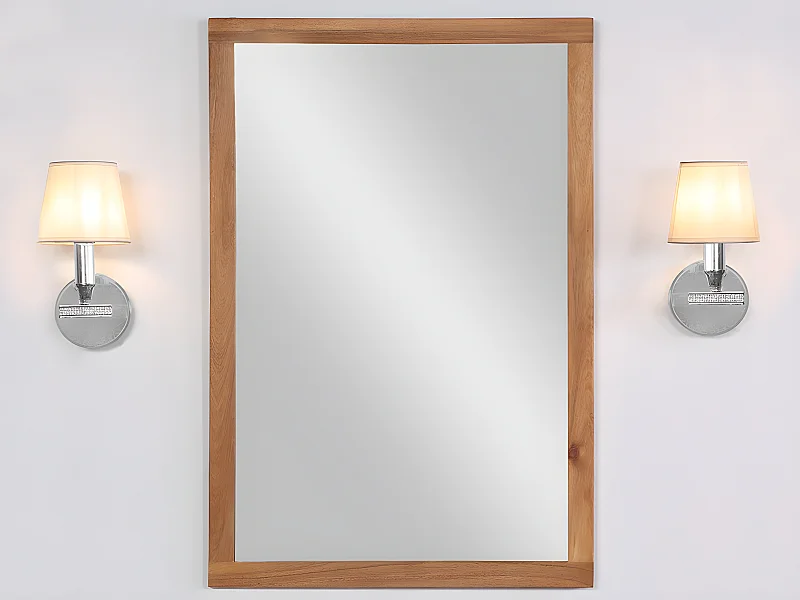 Rechthoekige spiegel met acacia houten lijst - 90 x 60 cm - SEPANG