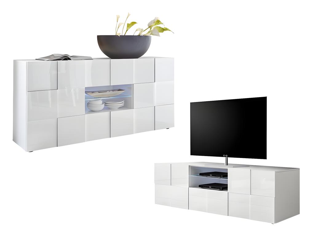 Sparset CALISTO: TV-Möbel + Sideboard - Weiß