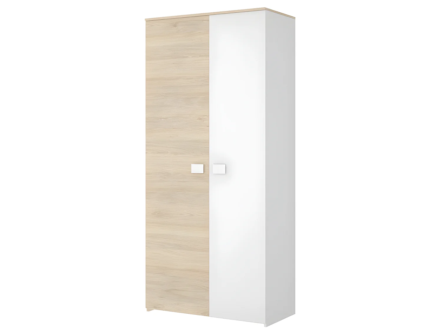 Set "kinderkamer" SONIA: Uitschuifbed 90x190cm + nachtkastje + kast - Eikenkleur en wit