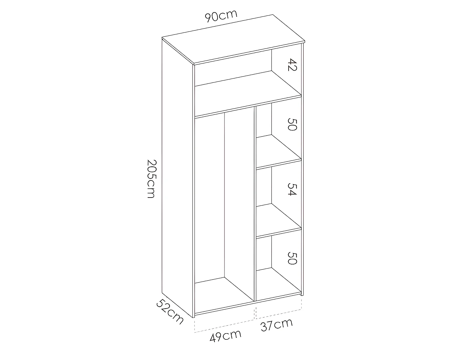 Set "kinderkamer" SONIA: Uitschuifbed 90x190cm + nachtkastje + kast - Eikenkleur en wit