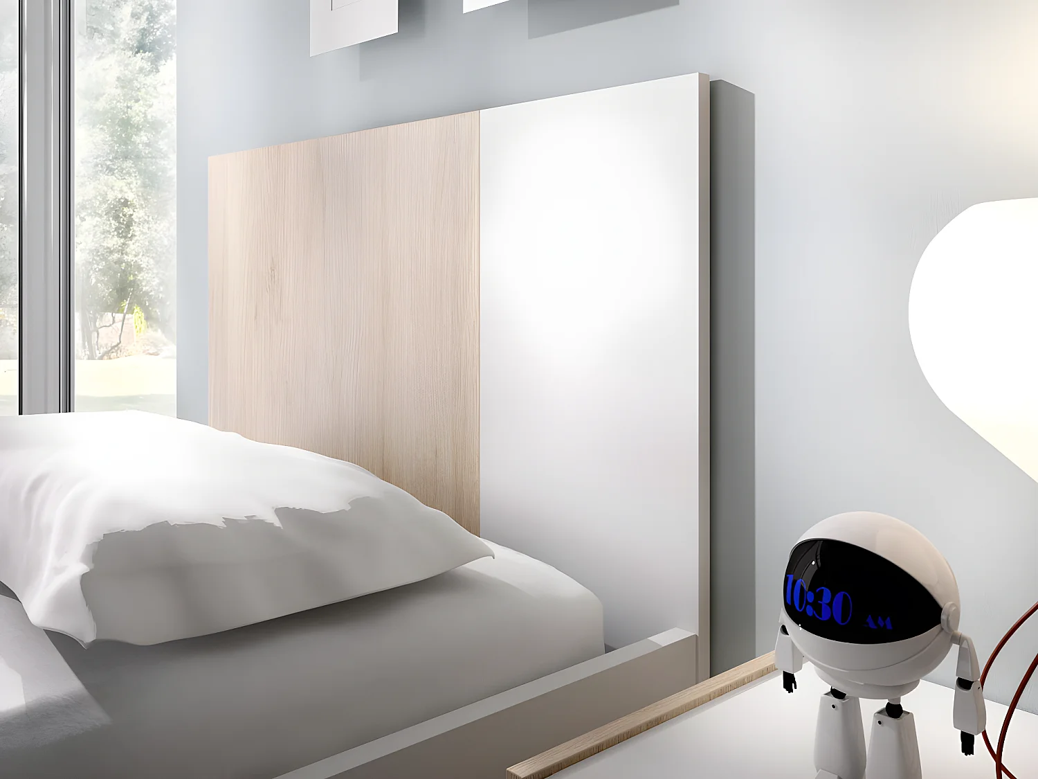 Conjunto quarto completo cama 90 x 190 cm + Mesa de cabeceira + Guarda-roupa - SONIA