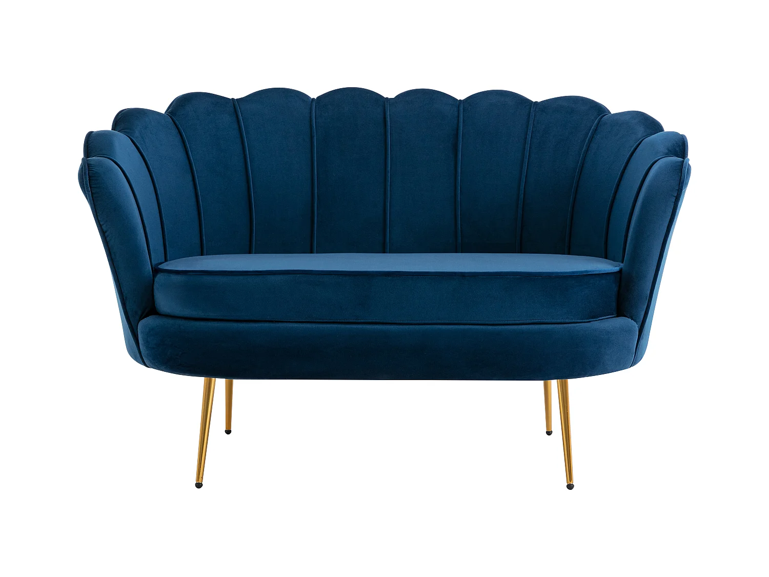 Sofá de 2 lugares concha em veludo azul-escuro DANDELION de Pascal Morabito