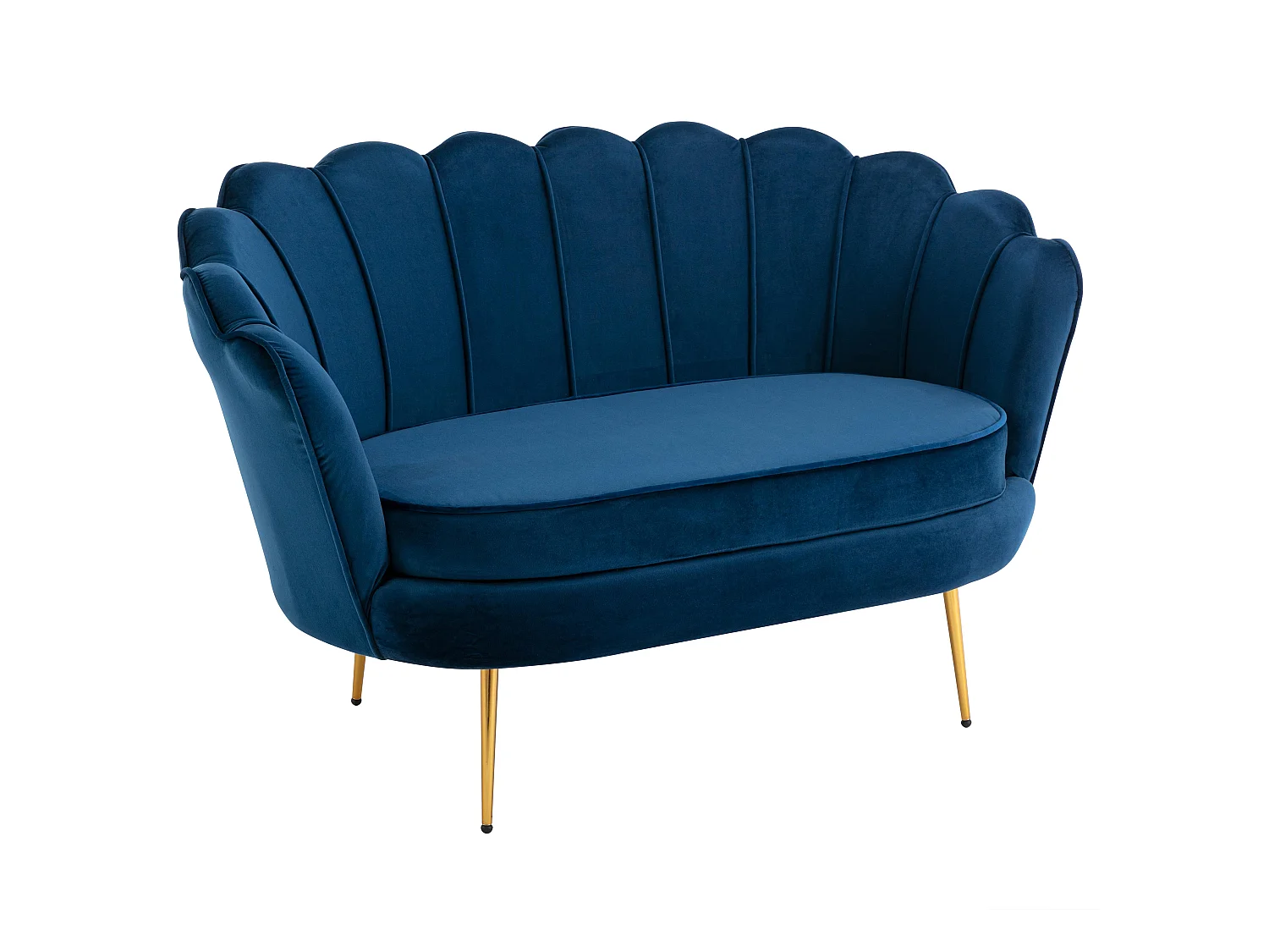 Sofá de 2 lugares concha em veludo azul-escuro DANDELION de Pascal Morabito