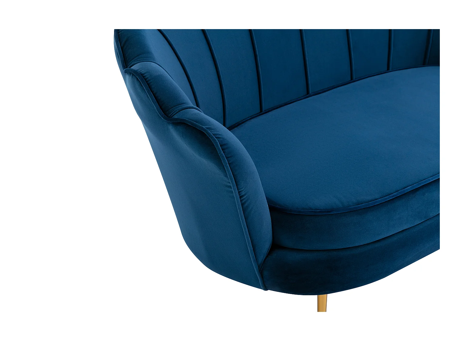 Sofá de 2 lugares concha em veludo azul-escuro DANDELION de Pascal Morabito