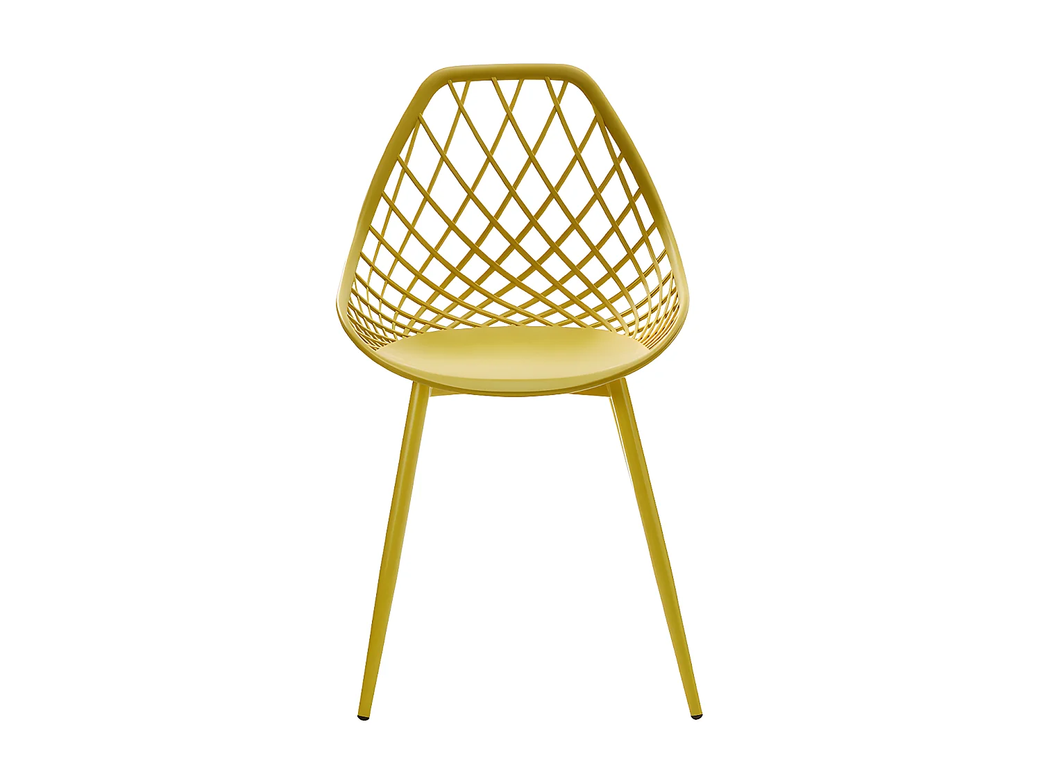 Sedia da giardino in Polipropilene con gambe in Metallo Giallo senape - Lotto di 2 - MALAGA