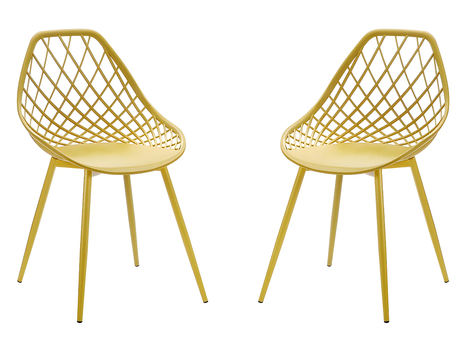 Sedia da giardino in Polipropilene con gambe in Metallo Giallo senape - Lotto di 2 - MALAGA