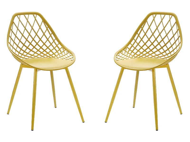 Gartenstuhl 2er-Set - Polypropylen & Metall - Senfgelb - MALAGA von MYLIA