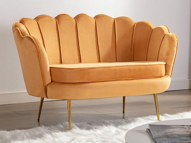 Muschelsofa 2-Sitzer - Samt - Senfgelb - DANDELION von Pascal Morabito