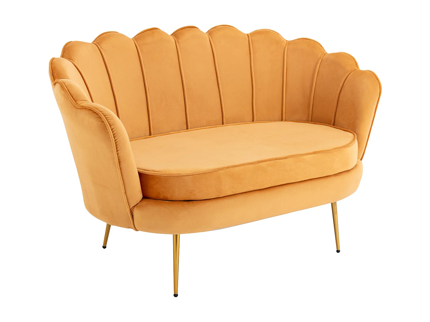 Divano 2 posti conchiglie in Velluto Giallo senape - DANDELION di Pascal Morabito