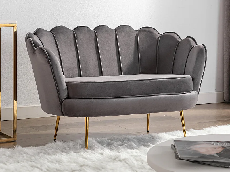 Sofá de 2 plazas de terciopelo antracita DANDELION de Pascal Morabito