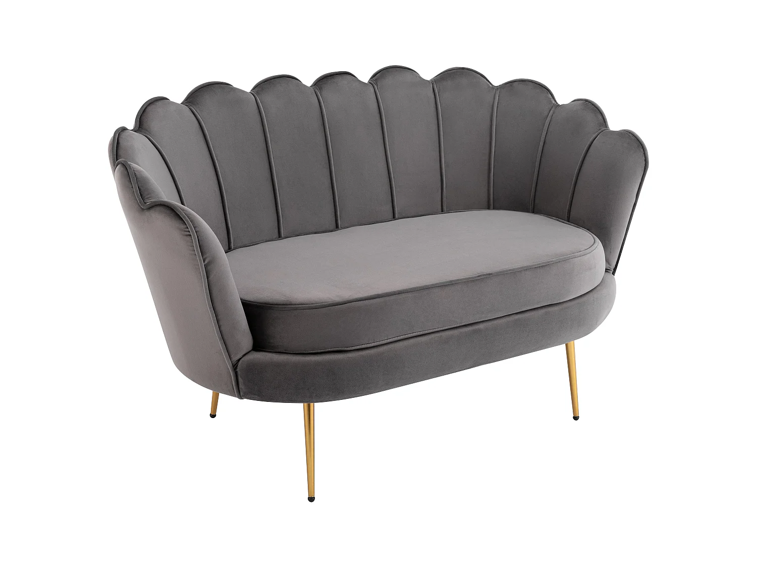 Canapé 2 places coquillage en velours anthracite DANDELION de Pascal Morabito