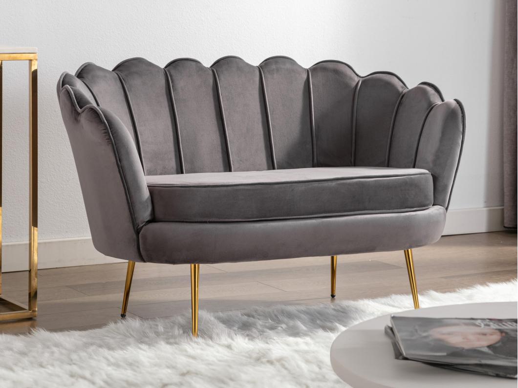 Muschelsofa 2-Sitzer - Samt - Anthrazit - DANDELION von Pascal Morabito