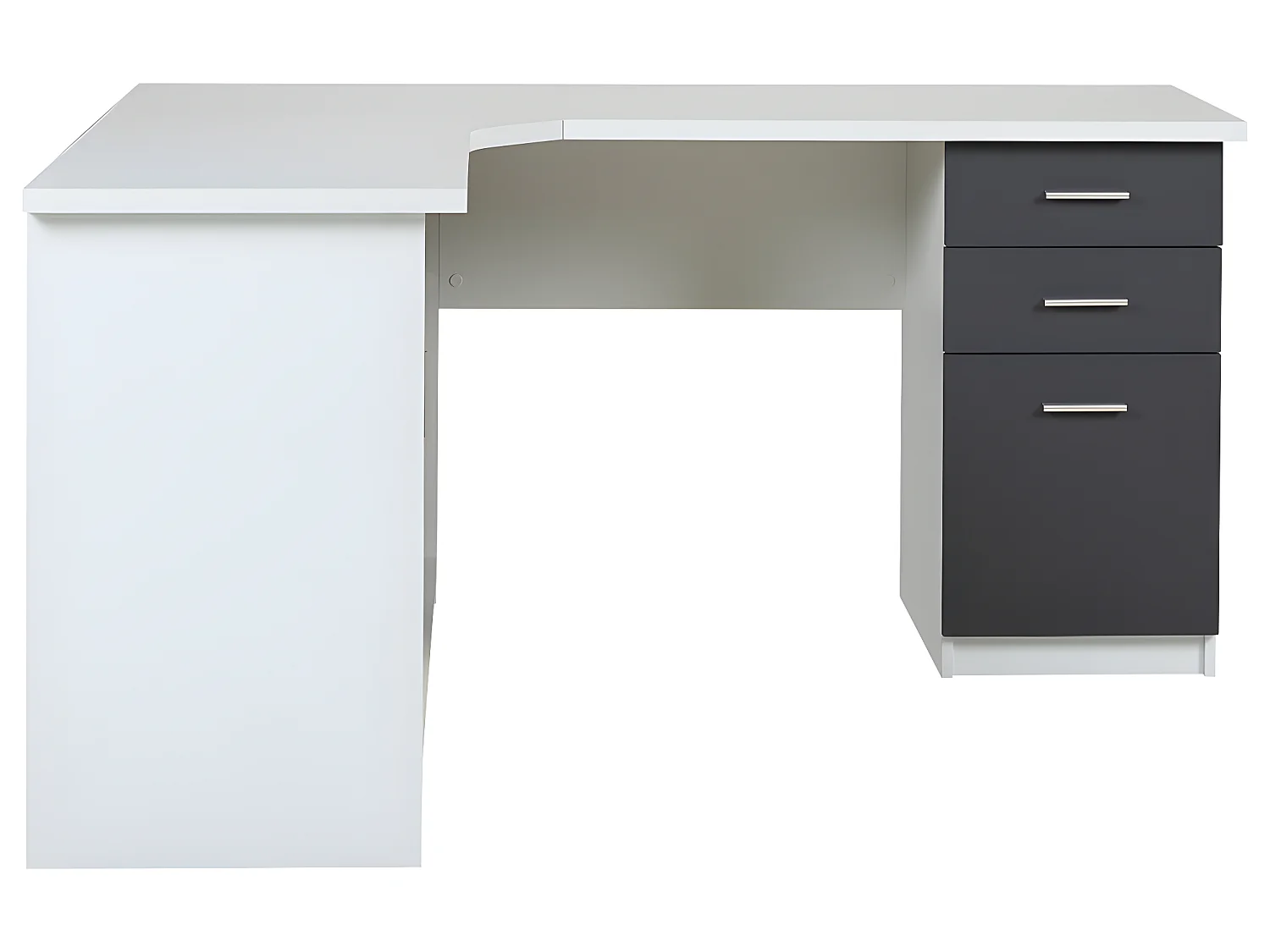 Ensemble bureau d'angle - Blanc et gris + Chaise de bureau - NORWY