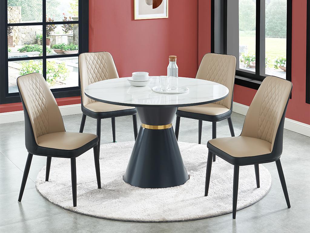 Lot de 2 chaises en simili et métal - Beige et anthracite - MILDURA