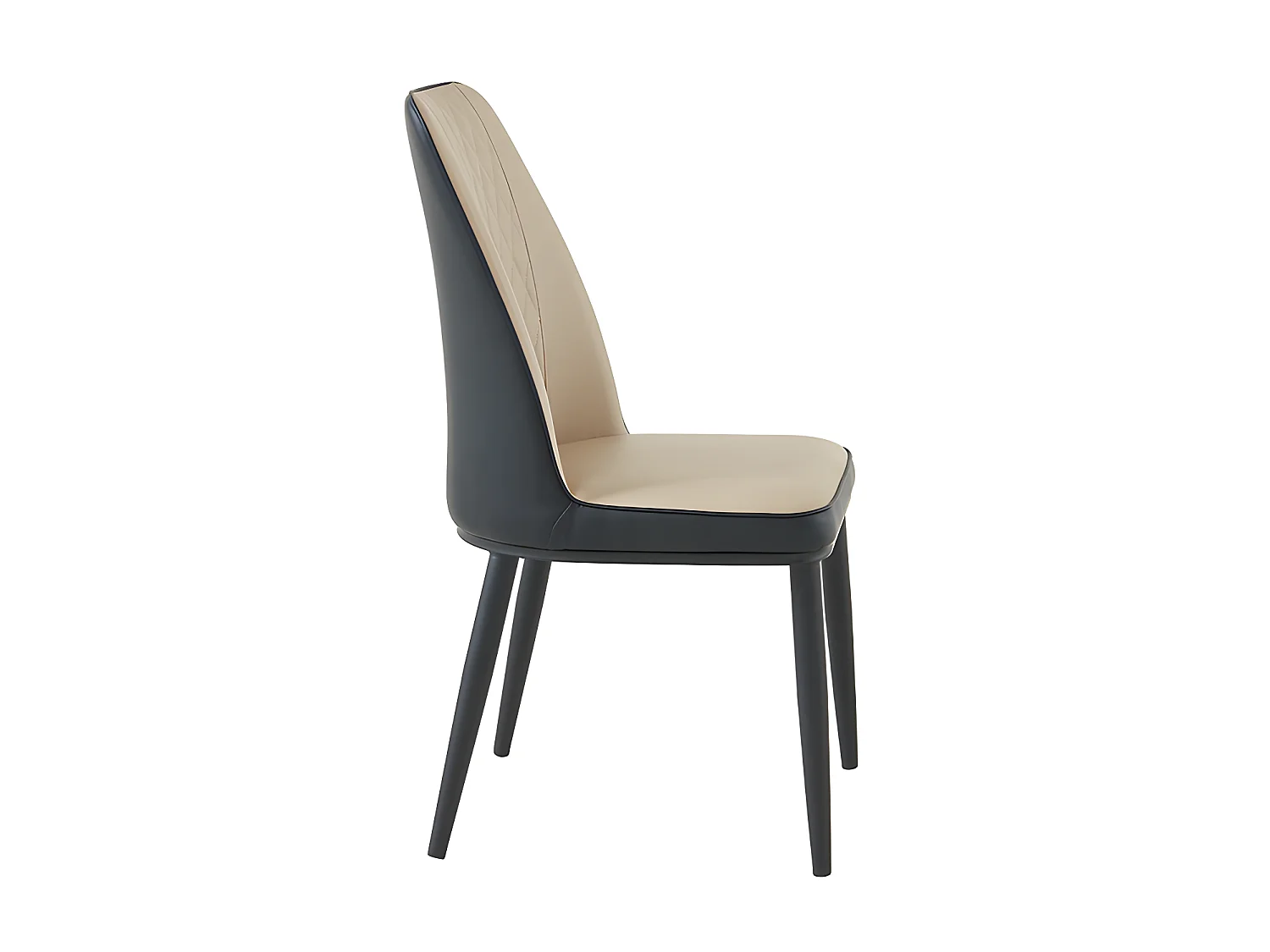 Lot de 2 chaises en simili et métal - Beige et anthracite - MILDURA