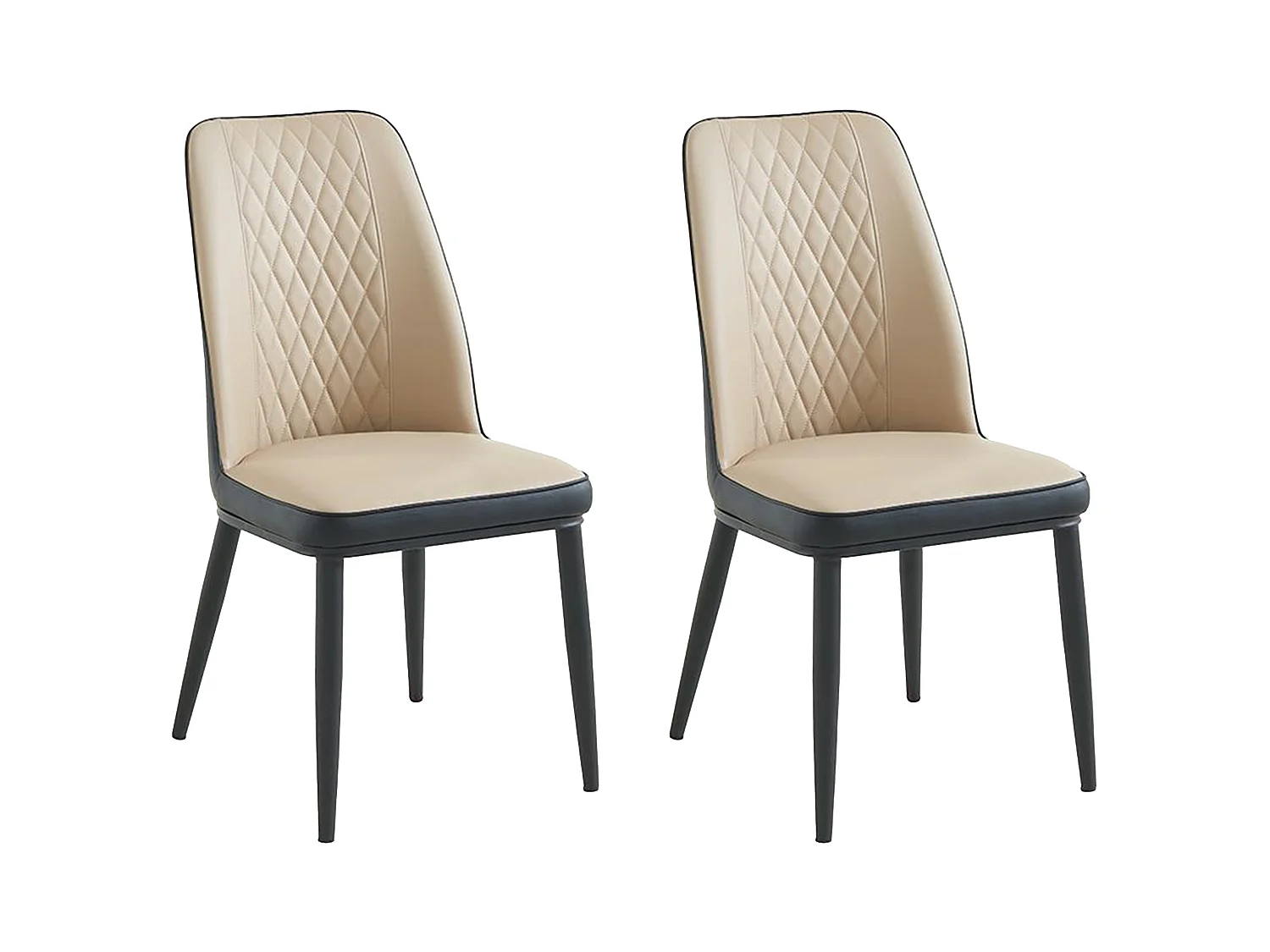 Lot de 2 chaises en simili et métal - Beige et anthracite - MILDURA
