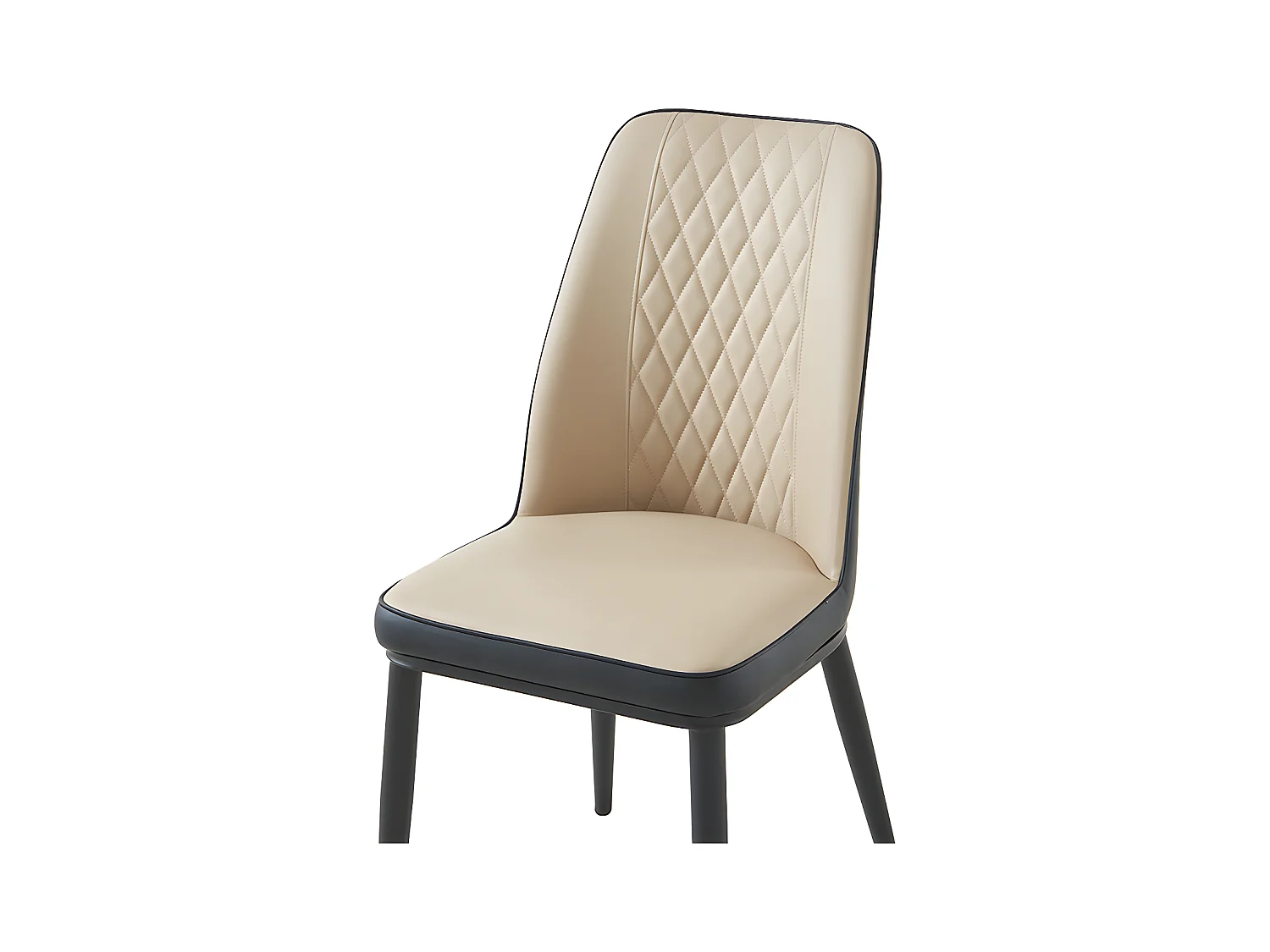 Stuhl 2er-Set - Kunstleder & Metall - Beige & Anthrazit - MILDURA