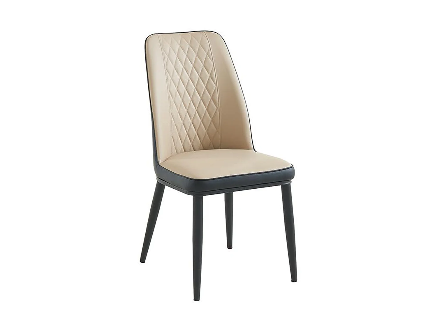 Lot de 2 chaises en simili et métal - Beige et anthracite - MILDURA