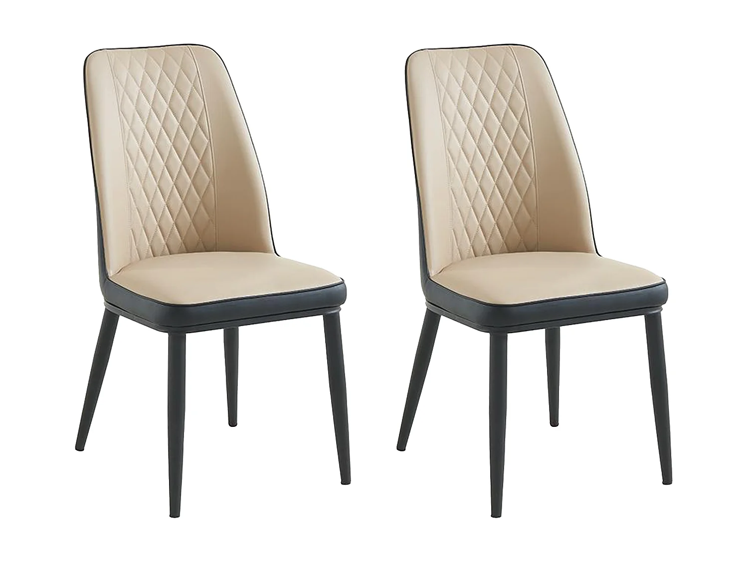 Lot de 2 chaises en simili et métal - Beige et anthracite - MILDURA