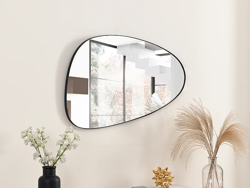 Miroir organique en métal - L. 72 x H. 35 cm - Noir - MANAROLA