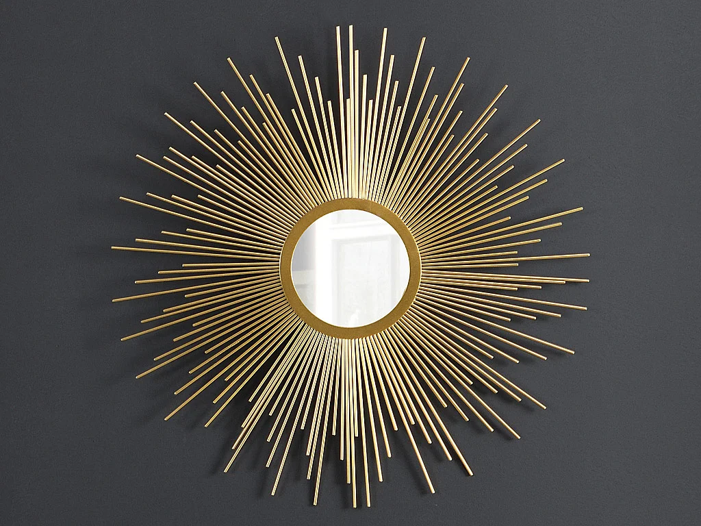 Wandspiegel in Sonnenstrahlenoptik - Metall - 70 cm - Goldfarben - LEVANZO