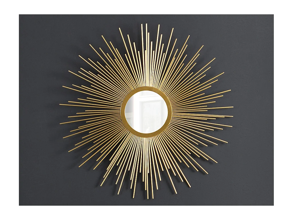 Wandspiegel zon van metaal - D70 cm - Goudkleurig - LEVANZO