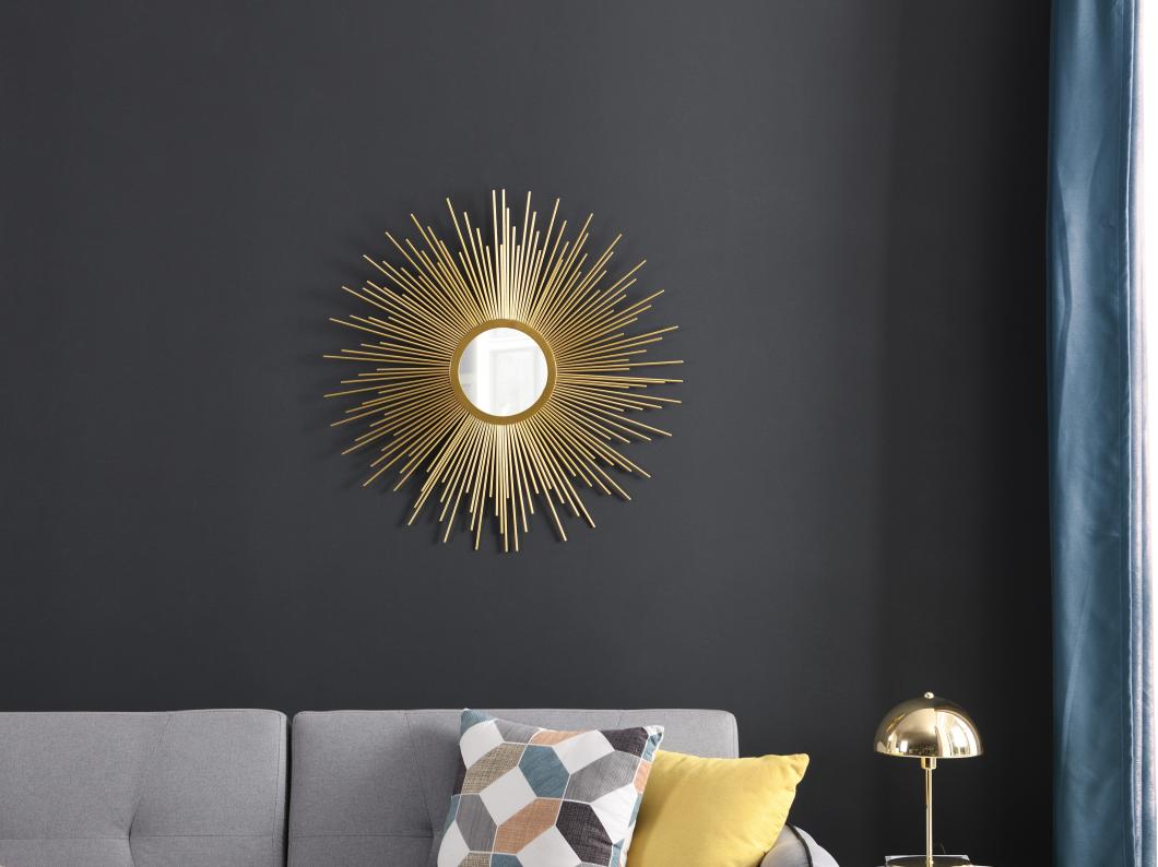 Wandspiegel in Sonnenstrahlenoptik - Metall - 70 cm - Goldfarben - LEVANZO