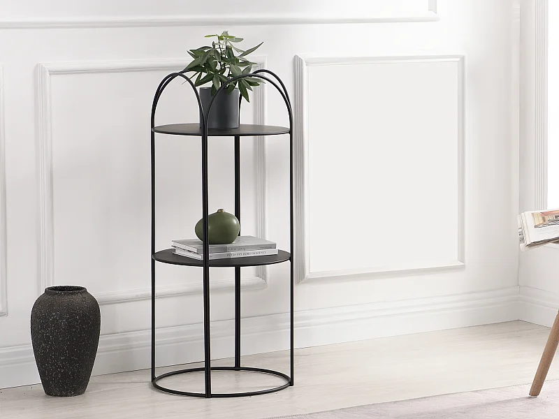 Etagère en métal - 2 tablettes - Noir - GRAZIELA