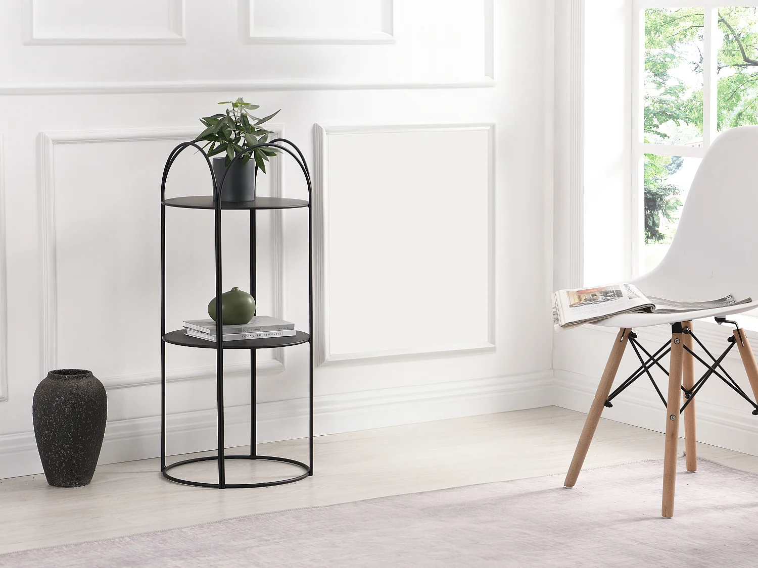 Etagère en métal - 2 tablettes - Noir - GRAZIELA