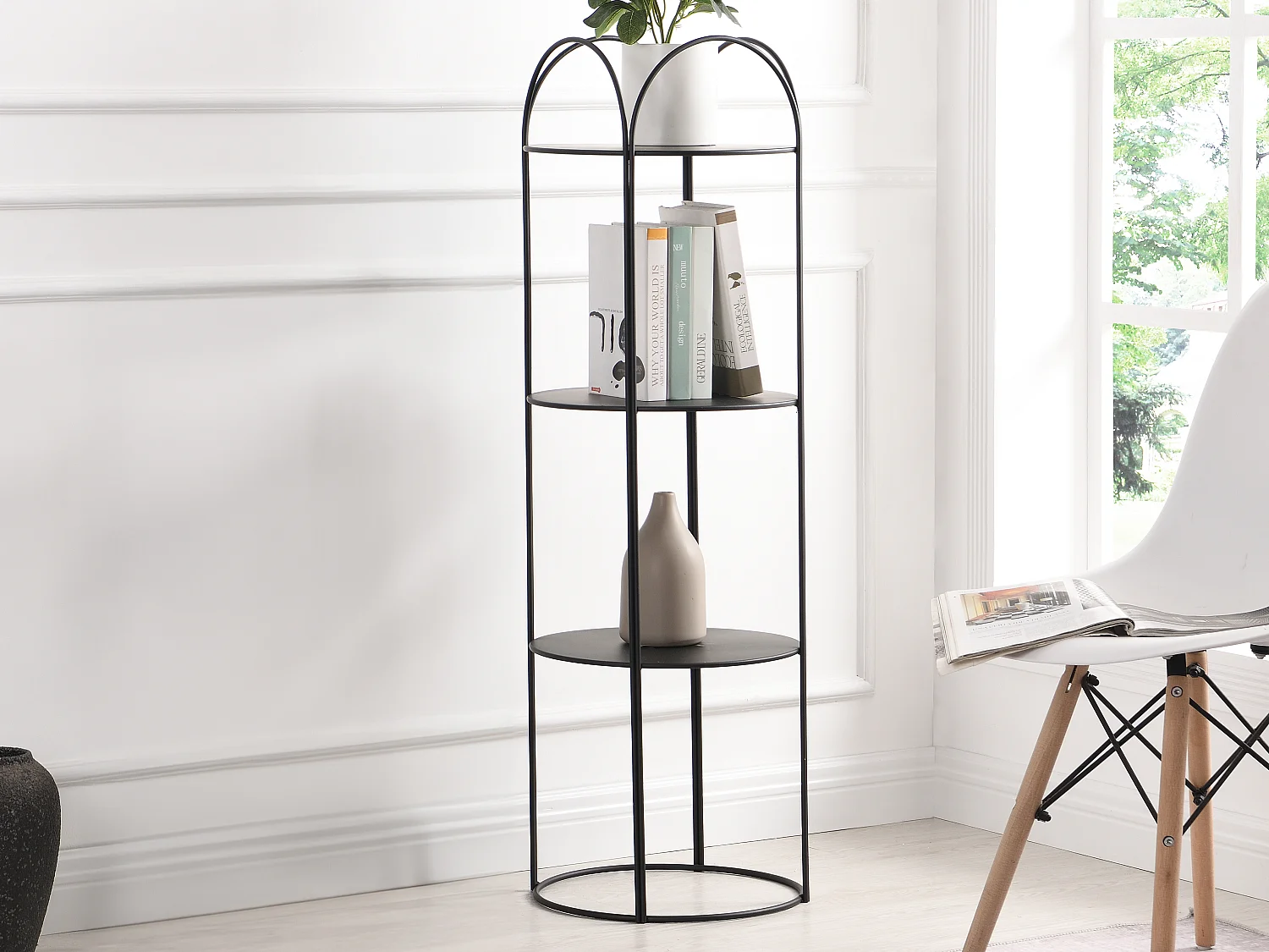 Etagère en métal - 3 tablettes - Noir - GRAZIELA