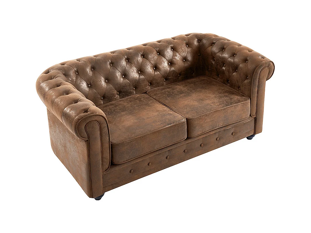 Sofa 2-Sitzer - Microfaser - Vintage-Look - CHESTERFIELD