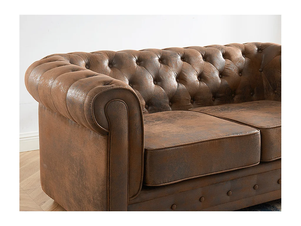 Sofa 2-Sitzer - Microfaser - Vintage-Look - CHESTERFIELD