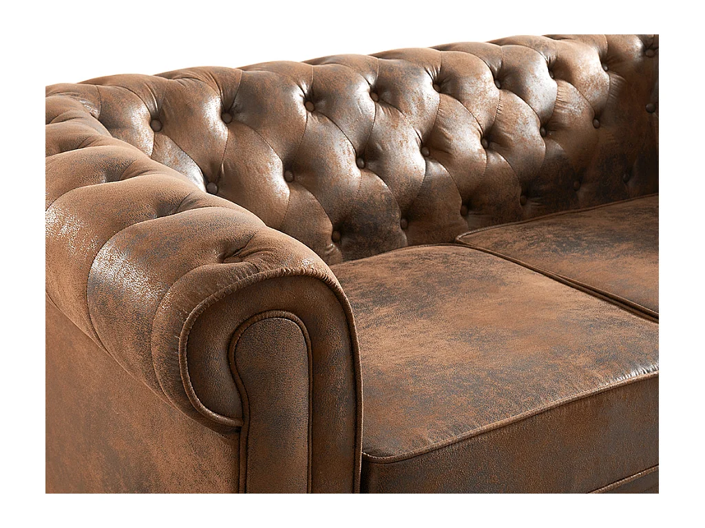 Sofa 2-Sitzer - Microfaser - Vintage-Look - CHESTERFIELD