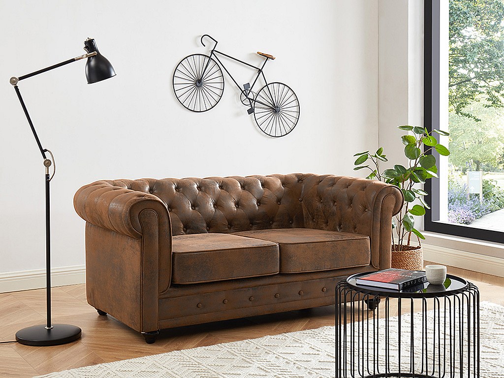 Sofa 2-Sitzer - Microfaser - Vintage-Look - CHESTERFIELD günstig online kaufen