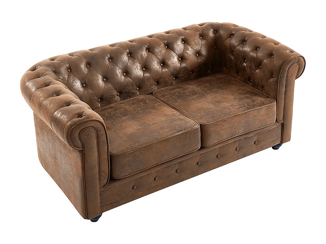 Sofa 2-Sitzer - Microfaser - Vintage-Look - CHESTERFIELD