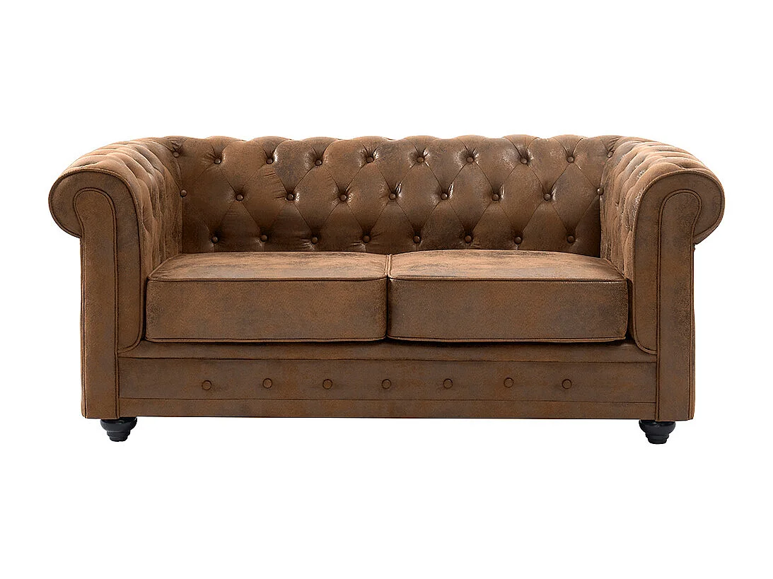 Sofa 2-Sitzer - Microfaser - Vintage-Look - CHESTERFIELD