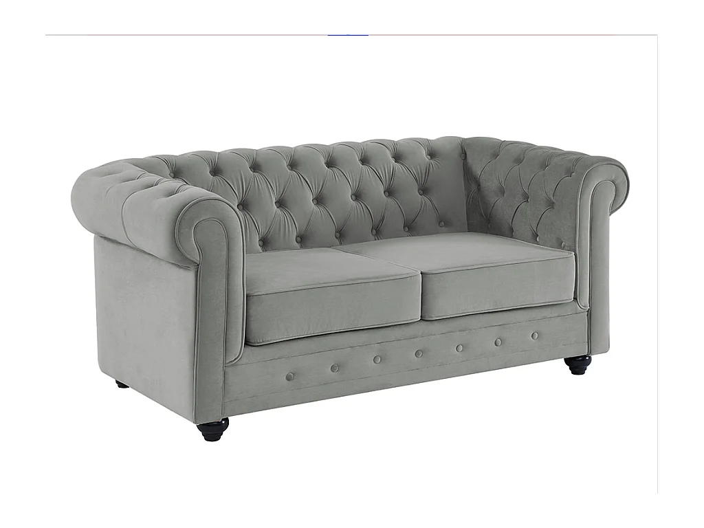 Tweezitsbank CHESTERFIELD - velours - lichtgrijs