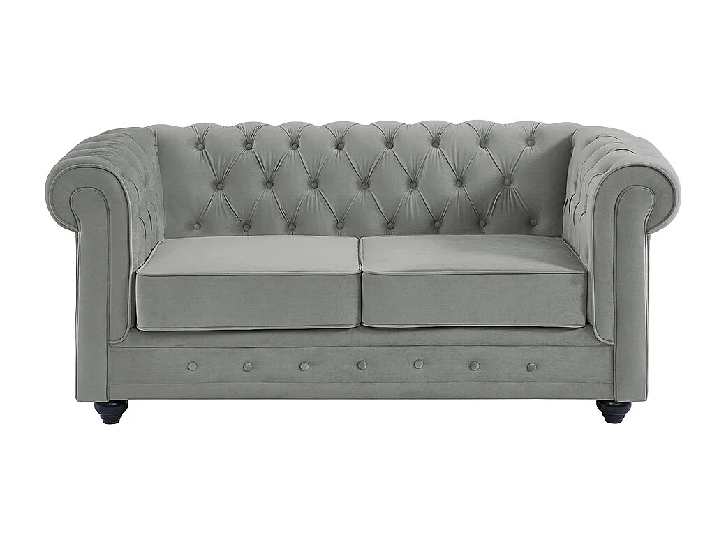 2-seters sofa CHESTERFIELD - Lysegrå fløyel