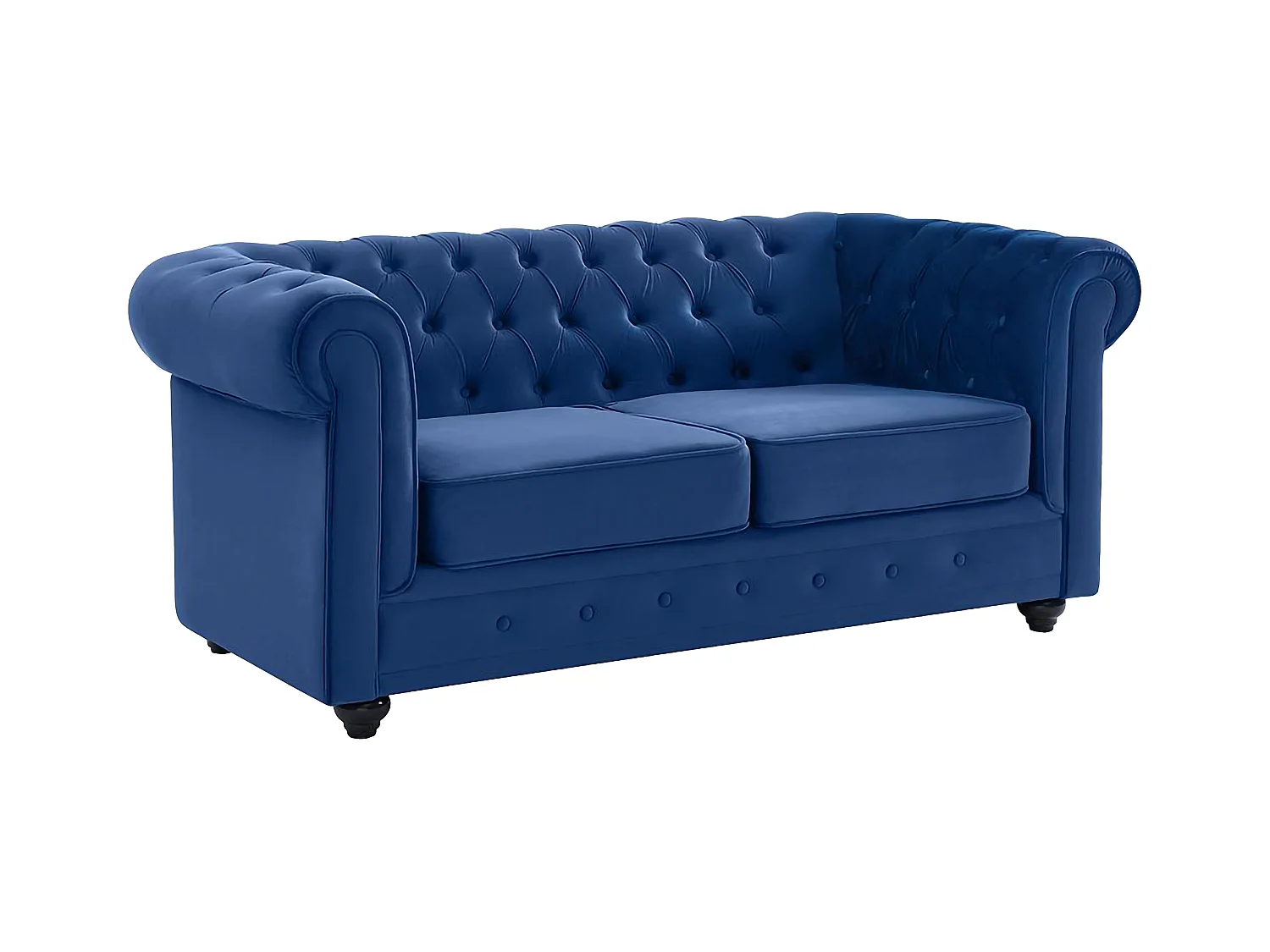 Sofa 2-Sitzer - Samt - Dunkelblau - CHESTERFIELD