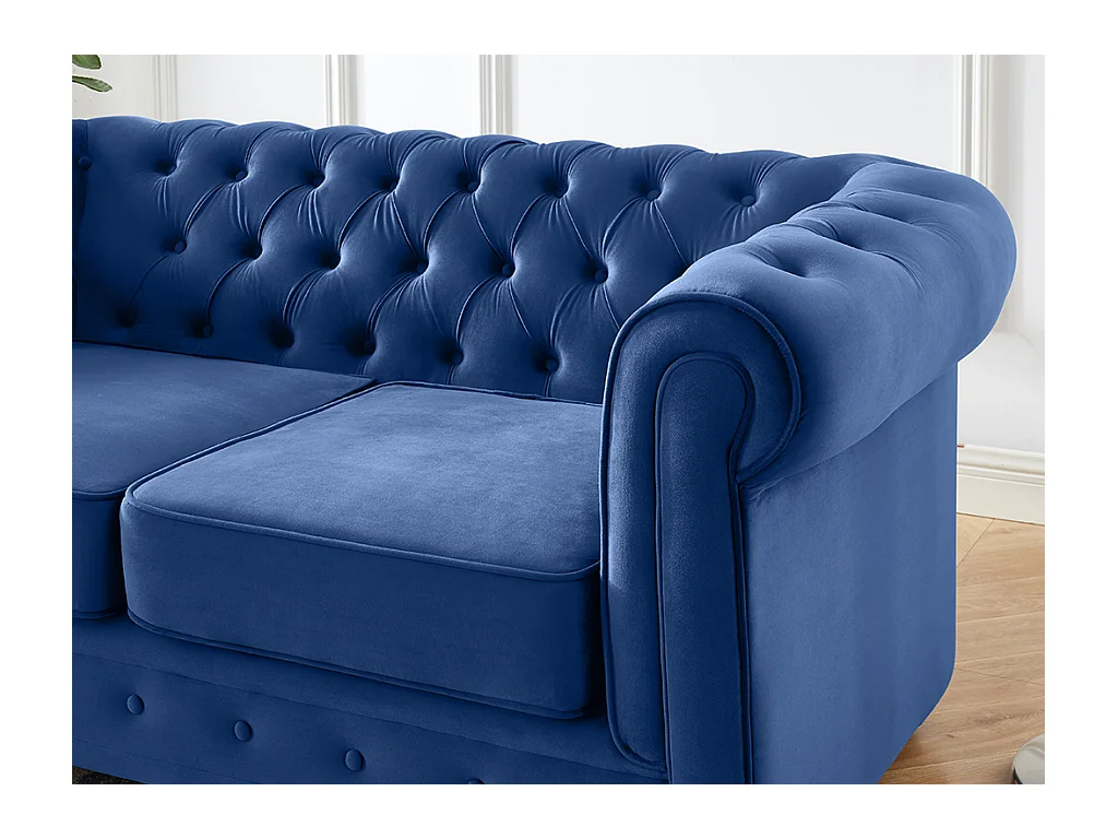 Sofa 2-Sitzer - Samt - Dunkelblau - CHESTERFIELD