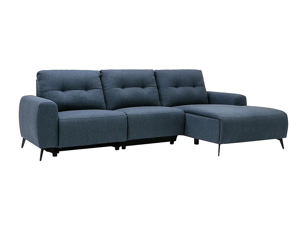 Sofá de canto direito articulado elétrico em tecido mesclado cor azul - NERUDA