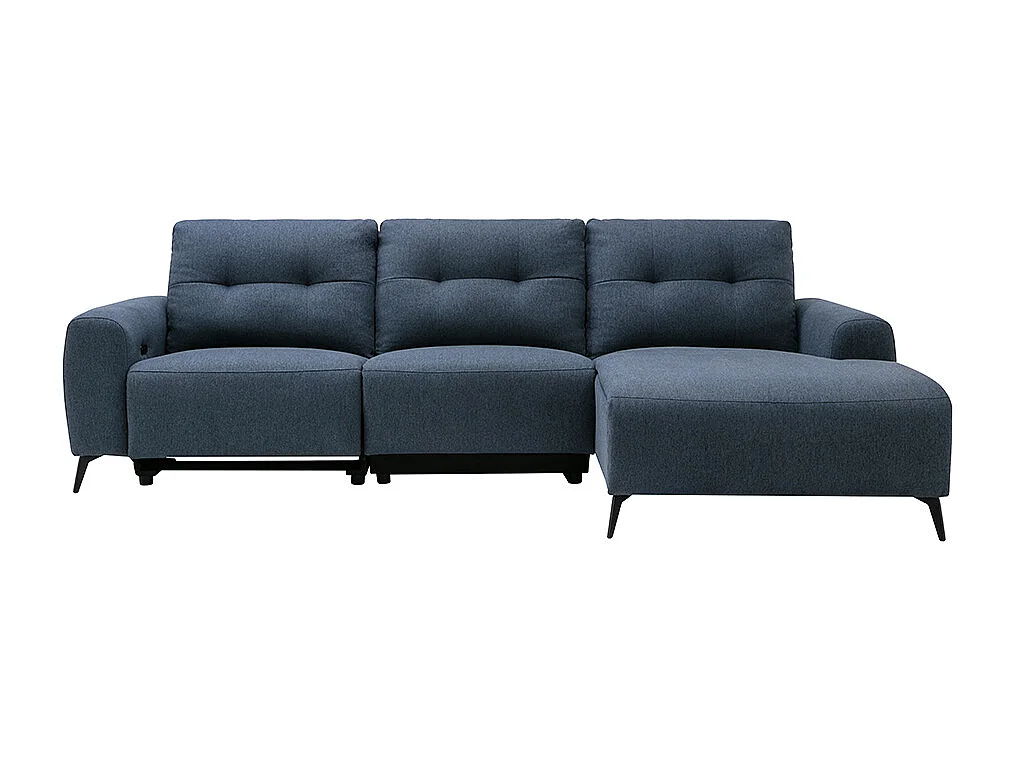 Sofá de canto direito articulado elétrico em tecido mesclado cor azul - NERUDA