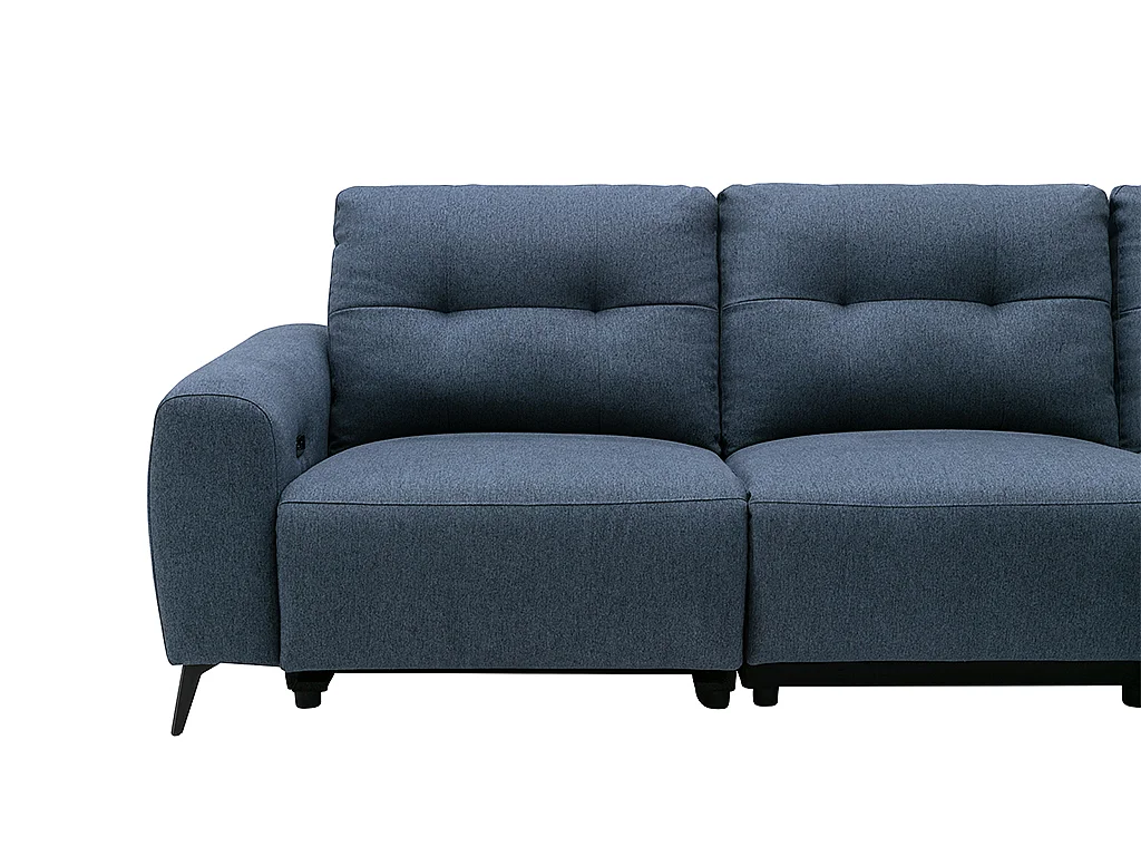 Sofá de canto direito articulado elétrico em tecido mesclado cor azul - NERUDA