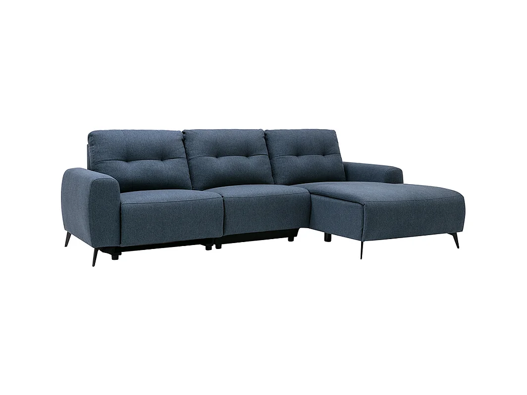 Elektrische hoekbank rechts in blauw gevlekte stof NERUDA