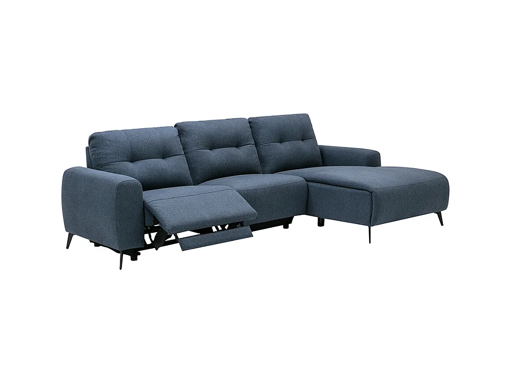 Elektrische hoekbank rechts in blauw gevlekte stof NERUDA