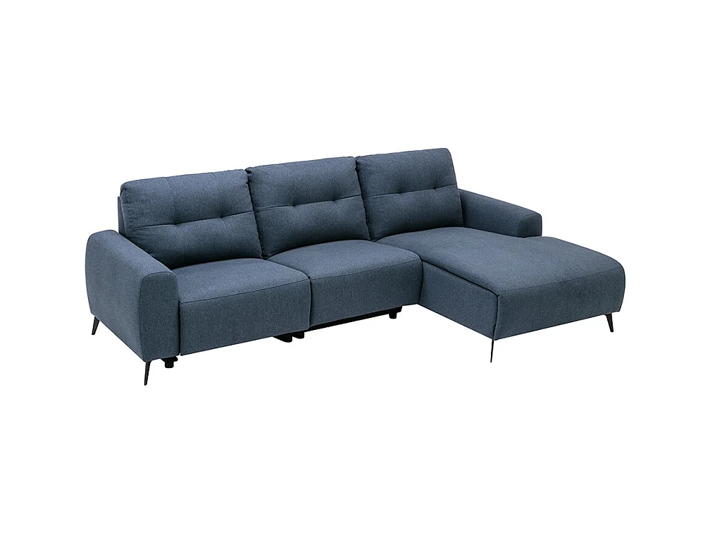Elektrische hoekbank rechts in blauw gevlekte stof NERUDA