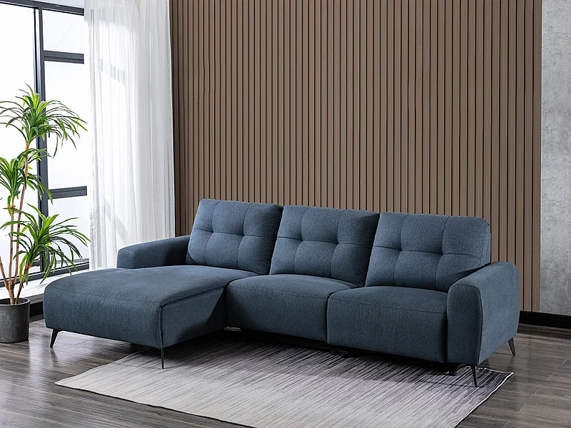 Relaxsofa Ecksofa - Ecke Links - Melierter Stoff - Blau - NERUDA