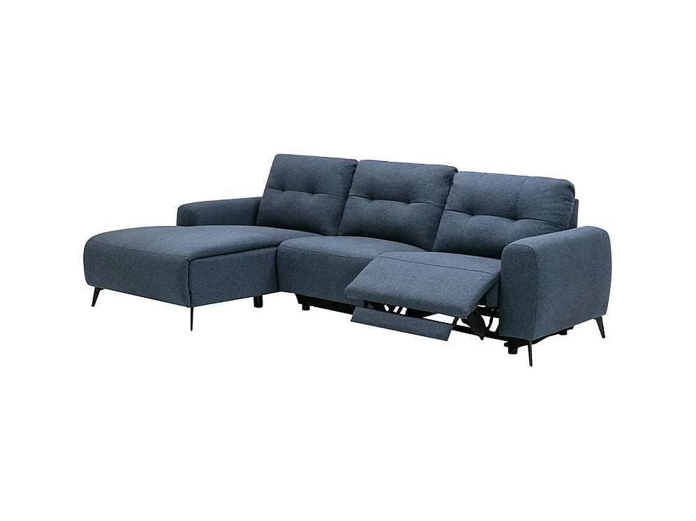 Relaxsofa Ecksofa - Ecke Links - Melierter Stoff - Blau - NERUDA